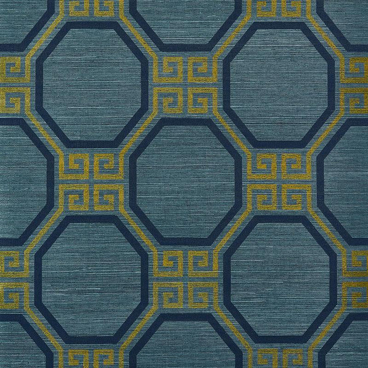Octavia Sisal Peacock 5008932 by Schumacher Designer Wallpaper Orient Express 11.25" - Swanky Fabrics -