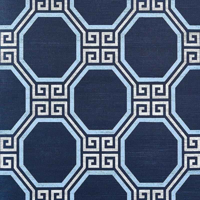 Octavia Sisal Navy 5008933 by Schumacher Designer Wallpaper Orient Express 11.25" - Swanky Fabrics -