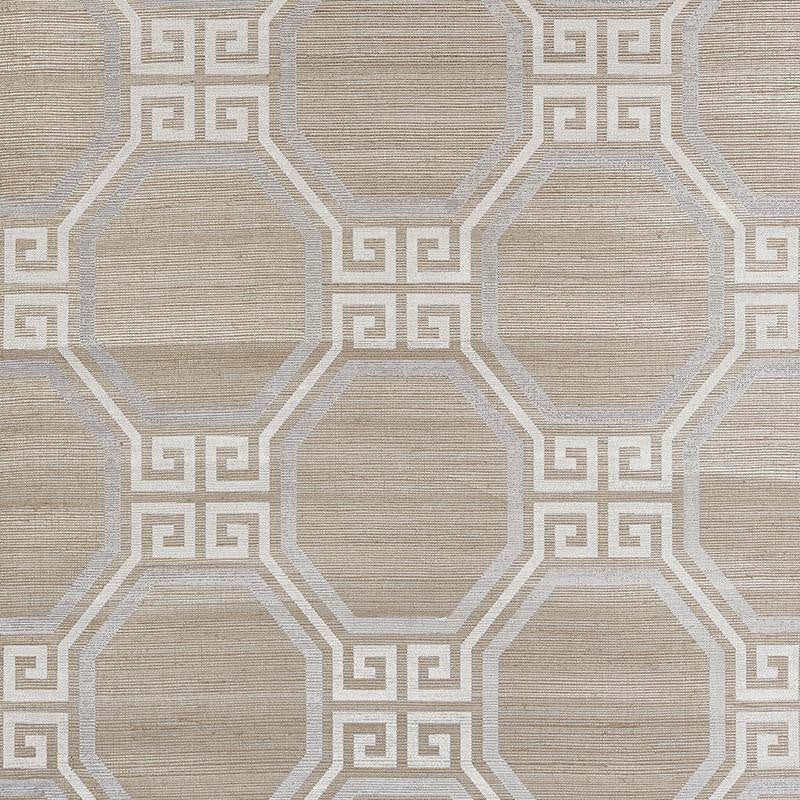 Octavia Hemp Shimmer Quartz 5008980 by Schumacher Designer Wallpaper Orient Express 11.25" - Swanky Fabrics -