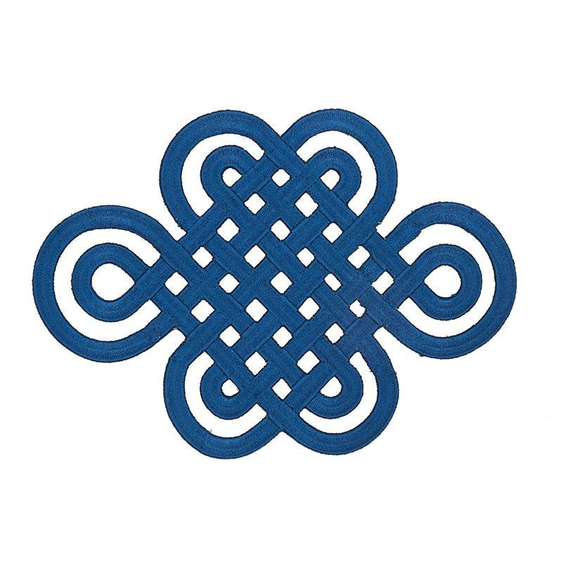 Good Luck Knot Appliqu Sapphire 73052 by Schumacher Designer Trim Orient Express 9.0" - Swanky Fabrics -