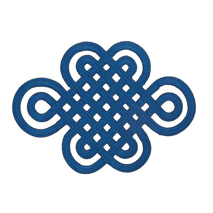 Good Luck Knot Appliqu Sapphire 73052 by Schumacher Designer Trim Orient Express 9.0" - Swanky Fabrics -