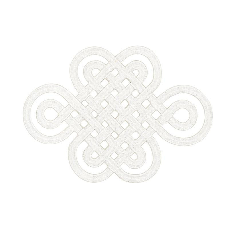 Good Luck Knot Appliqu Ivory 73050 by Schumacher Designer Trim Orient Express 9.0" - Swanky Fabrics -