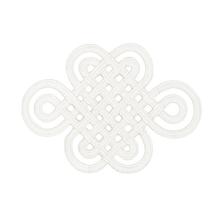 Good Luck Knot Appliqu Ivory 73050 by Schumacher Designer Trim Orient Express 9.0" - Swanky Fabrics -