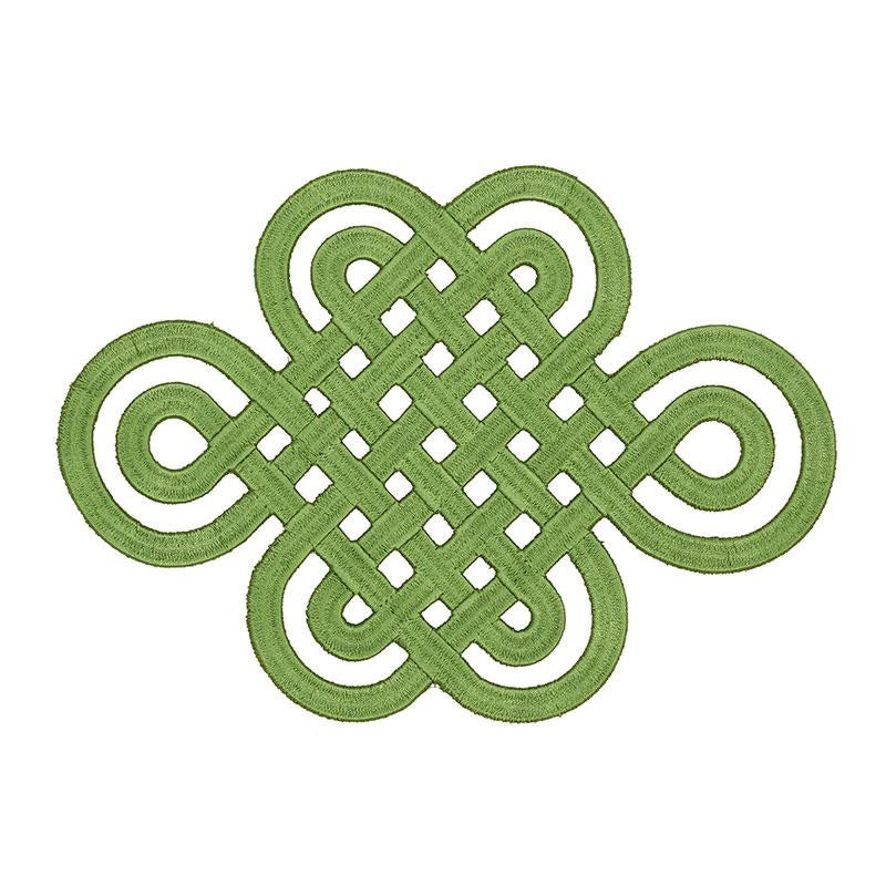 Good Luck Knot Appliqu Jade 73053 by Schumacher Designer Trim Orient Express 9.0" - Swanky Fabrics -