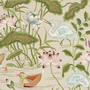 Lotus Garden Parchment 172936 by Schumacher Fabric