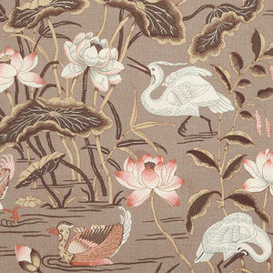 Lotus Garden Mocha 172934 by Schumacher Fabric