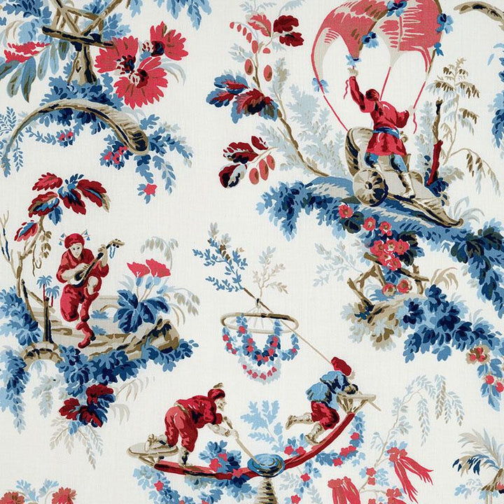 Plaisirs De La Chine Bleu & Rouge 172853 by Schumacher Fabric Schumacher Classics 49.0" - Fabric Carolina -