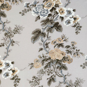 Pyne Hollyhock Grisaille 174453 by Schumacher Fabric