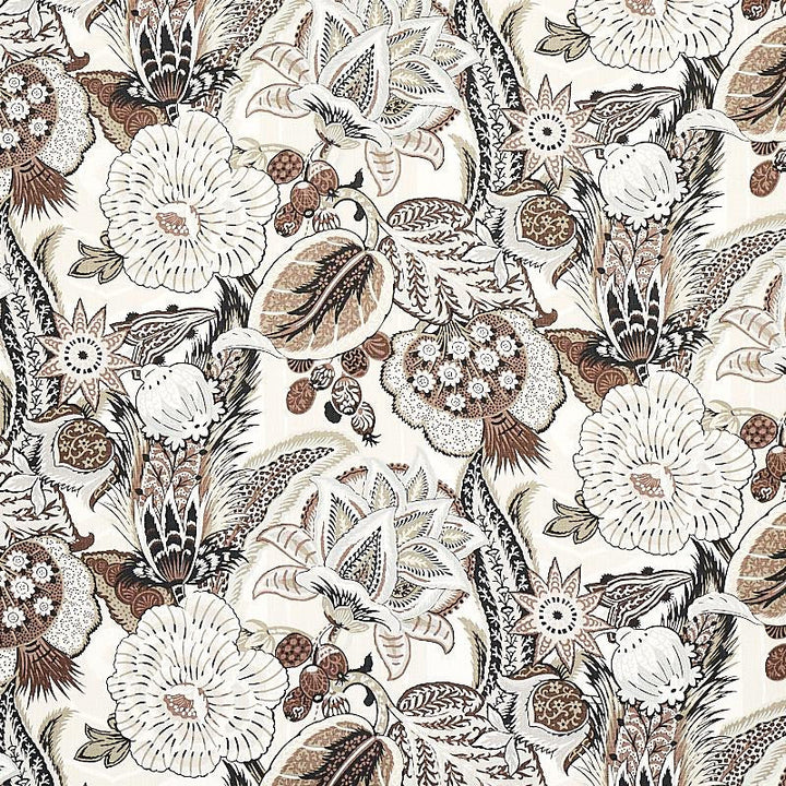 Zanzibar Linen Print Ebony & Mocha 173524 by Schumacher Designer Fabric Schumacher Classics 29.0" - Swanky Fabrics -