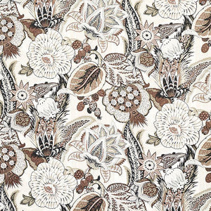 Zanzibar Linen Print Ebony & Mocha 173524 by Schumacher Fabric