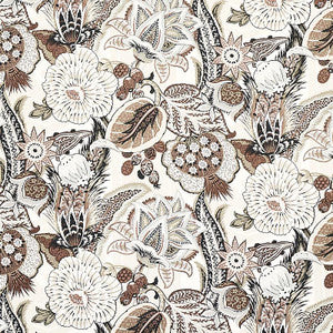 Zanzibar Linen Print Ebony & Mocha 173524 by Schumacher Fabric