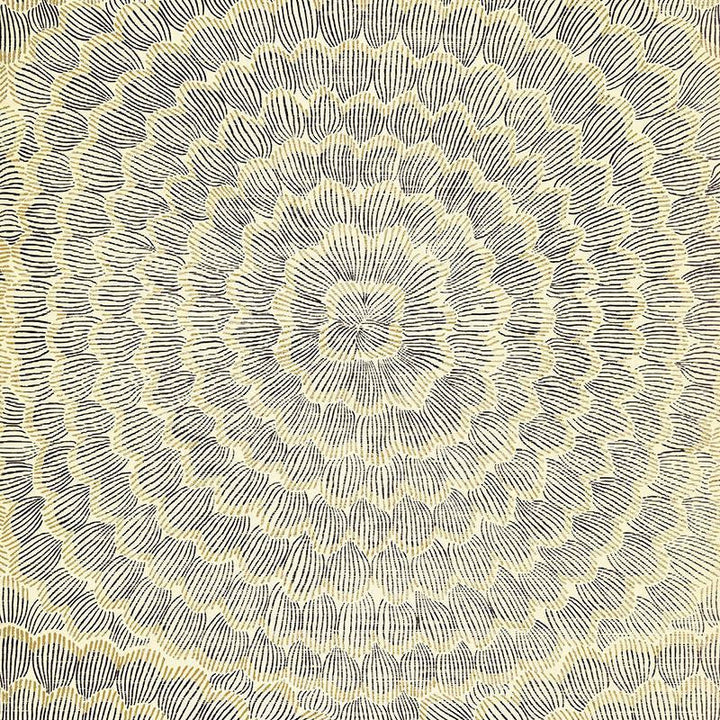 Feather Bloom Sisal Onyx & Gold 5006074 by Schumacher Designer Wallpaper Celerie Kemble 34.0" - Swanky Fabrics -