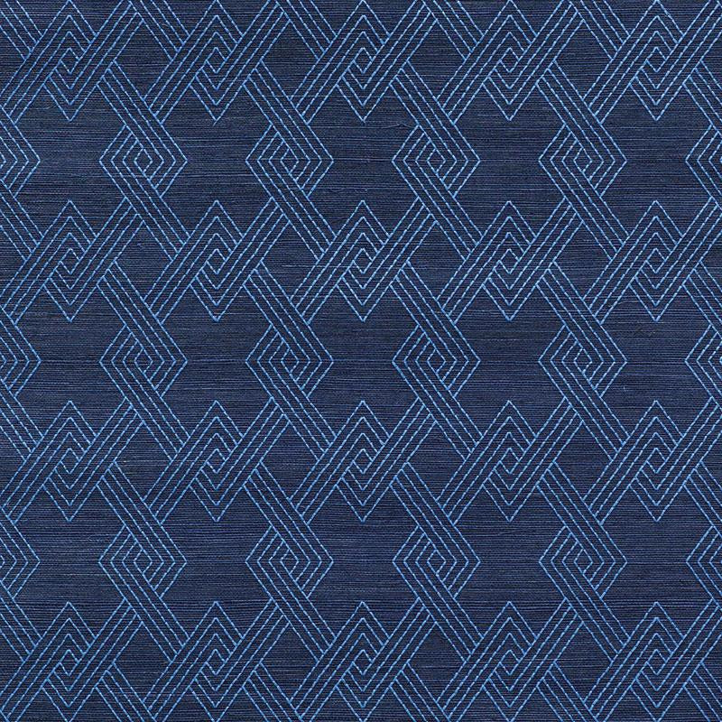 Hix Embroidered Sisal Blue 5008970 by Schumacher Wallpaper Happy Together 3.75" - Fabric Carolina -