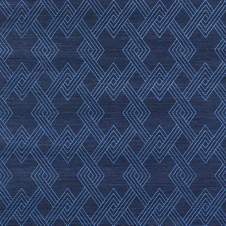 Hix Embroidered Sisal Blue 5008970 by Schumacher Wallpaper Happy Together 3.75" - Fabric Carolina -