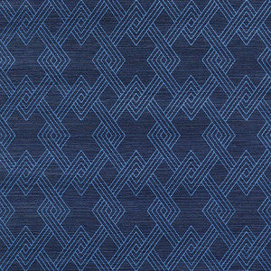 Hix Embroidered Sisal Blue 5008970 by Schumacher Wallpaper