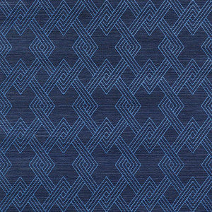 Hix Embroidered Sisal Blue 5008970 by Schumacher Wallpaper