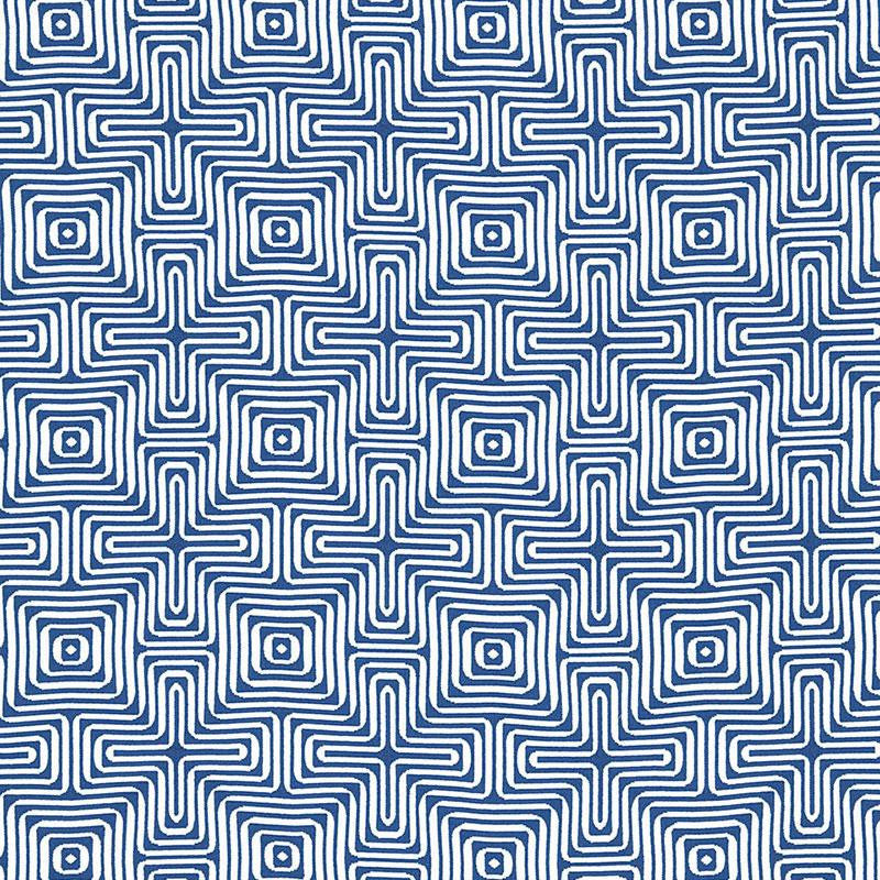 Amazing Maze Indoor/Outdoor Ocean 65320 by Schumacher Designer Fabric Trina Turk 6.38" - Swanky Fabrics -