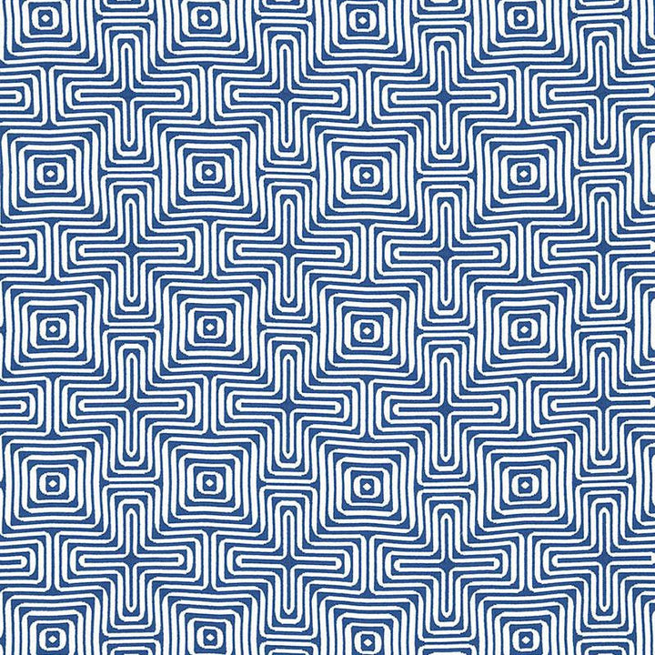 Amazing Maze Indoor/Outdoor Ocean 65320 by Schumacher Designer Fabric Trina Turk 6.38" - Swanky Fabrics -