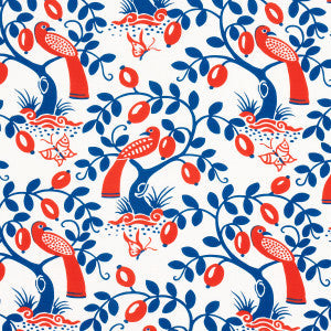 Olive Tree Blue & Red 177471 by Schumacher Fabric