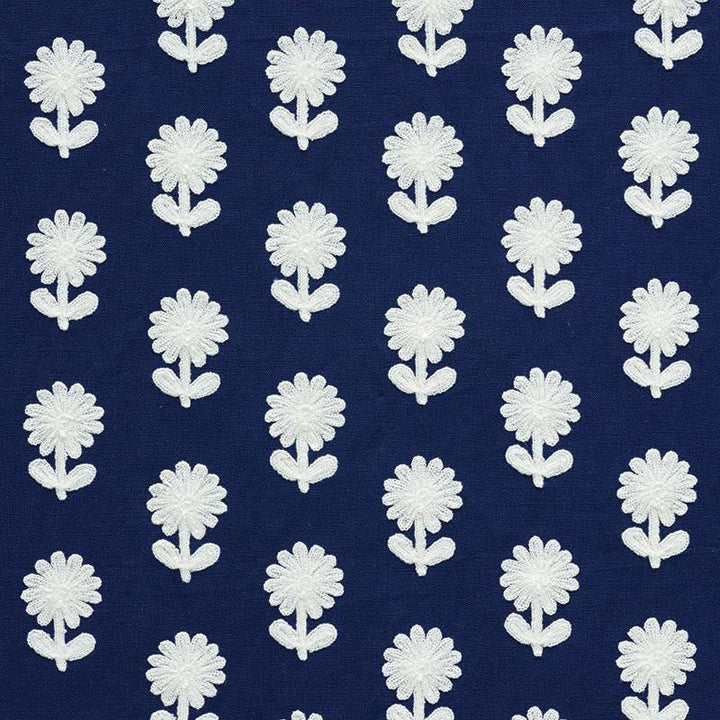 Paley Embroidery Blue 73483 by Schumacher Designer Fabric Happy Together 2.0" - Swanky Fabrics -