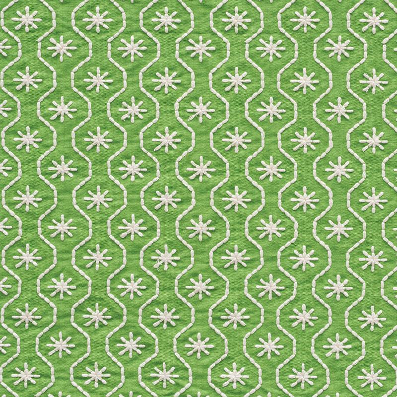 Gigi Embroidery Green 73490 by Schumacher Fabric Happy Together 2.0" - Fabric Carolina -