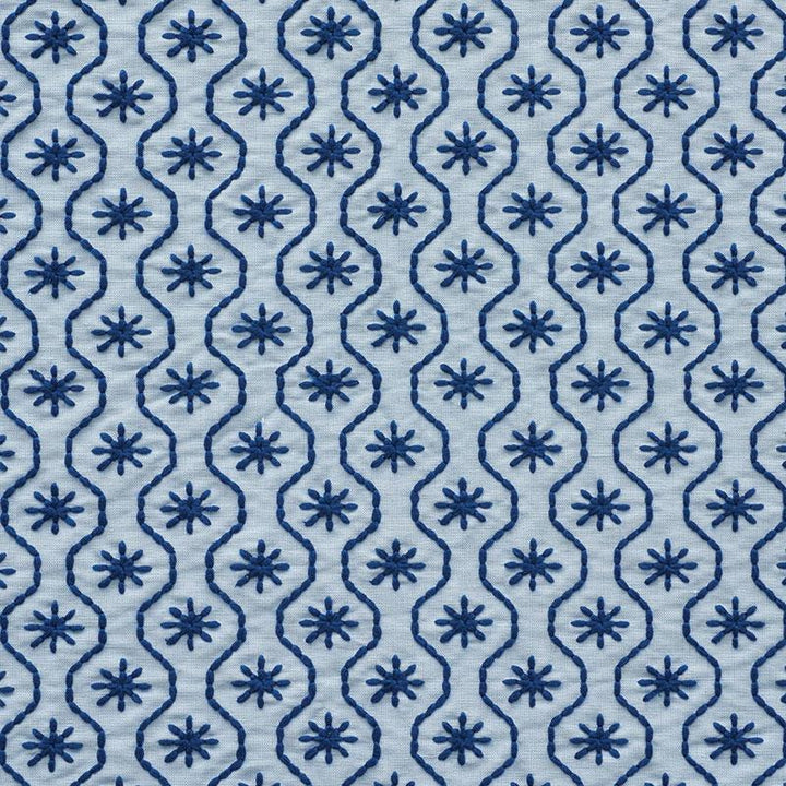 Gigi Embroidery Blue 73492 by Schumacher Fabric Happy Together 2.0" - Fabric Carolina -