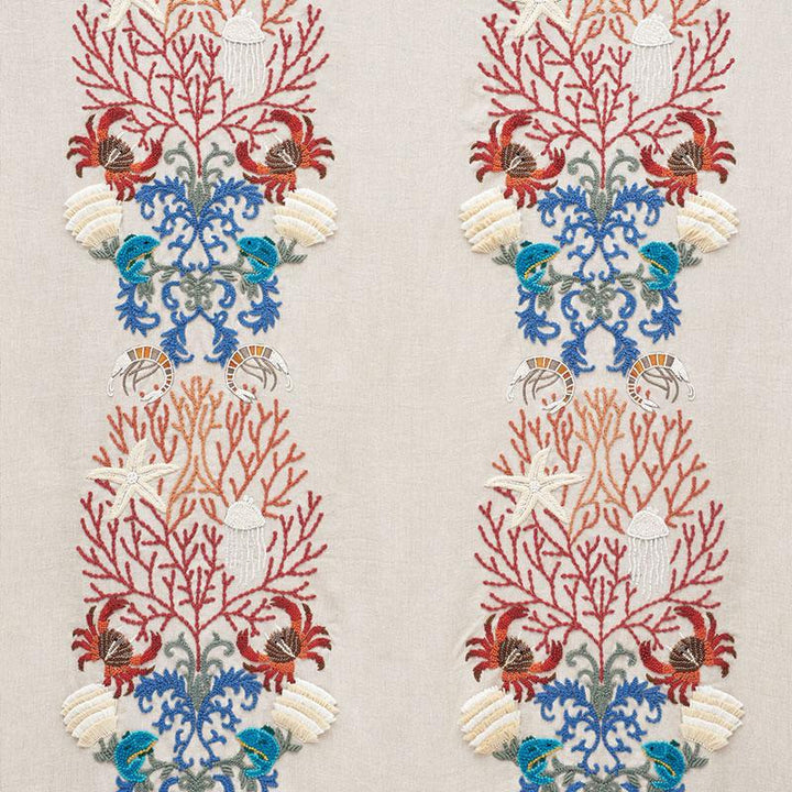 Under The Sea Multi 73550 by Schumacher Fabric Exquisite Embroideries 26.25" - Fabric Carolina -