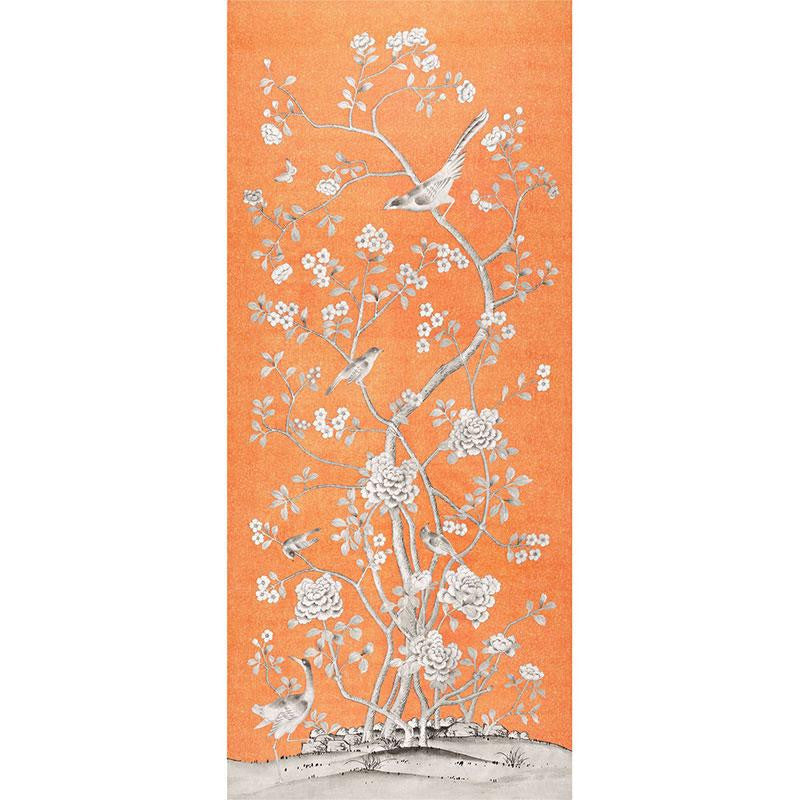 Chinois Palais Tangerine 175044 by Schumacher Designer Fabric Mary Mcdonald 54.0" - Swanky Fabrics -