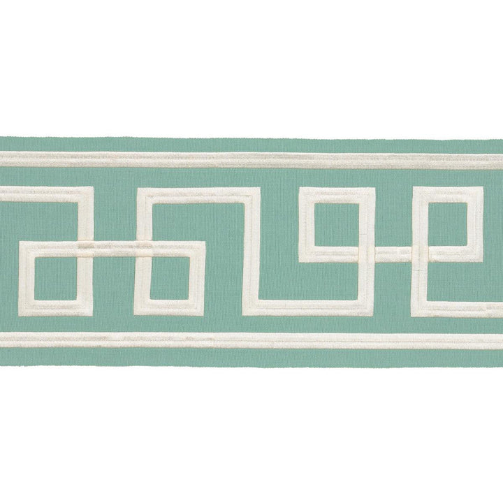 Octavius Tape Aqua Marine 66161 by Schumacher Designer Trim Mary Mcdonald 15.0" - Swanky Fabrics -