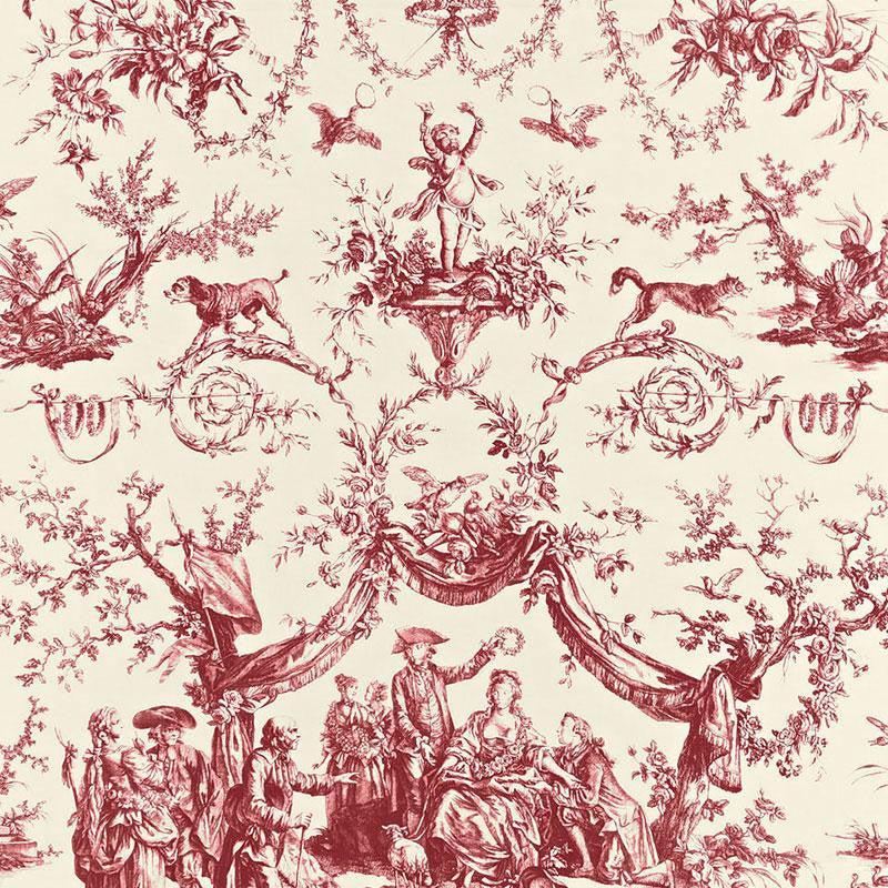 Le Couronnement De La Rosiere Rouge 175270 by Schumacher Fabric Classic Prints 33.0" - Fabric Carolina -