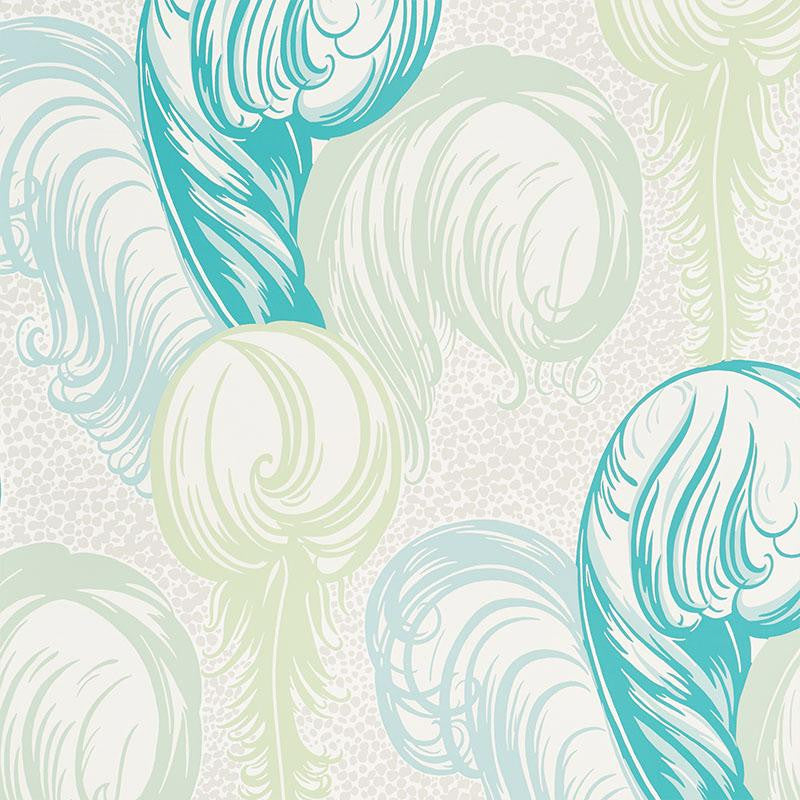 Plumes Peacock 5009152 by Schumacher Wallpaper Fashion Forward 27.5" - Fabric Carolina -