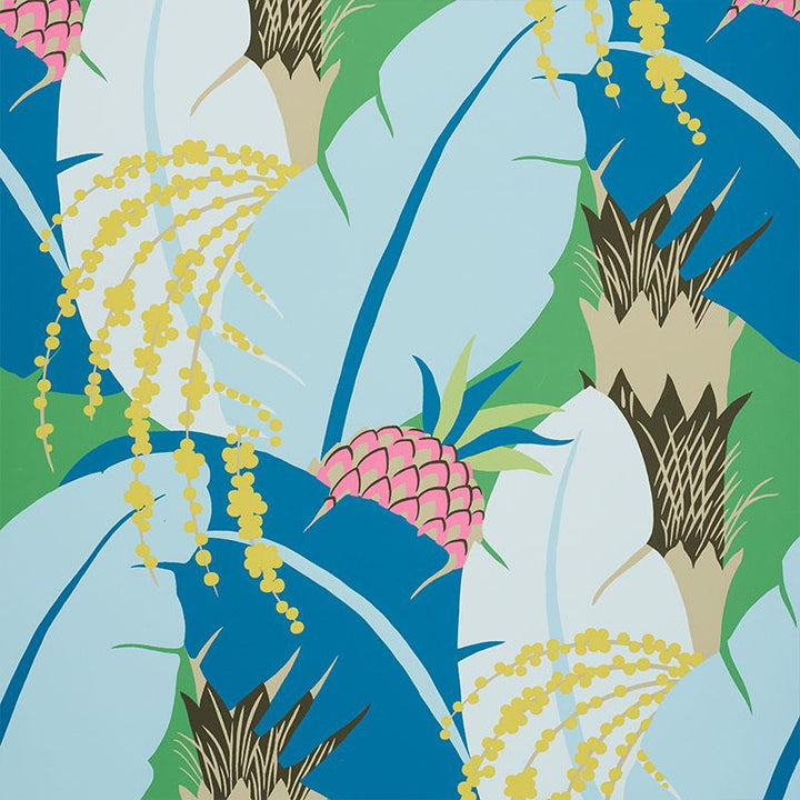 Ananas Peacock 5009170 by Schumacher Wallpaper Tropicana 27.0" - Fabric Carolina -
