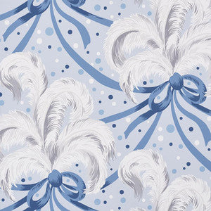 Plumes Et Rubans Blue 5009180 by Schumacher Wallpaper