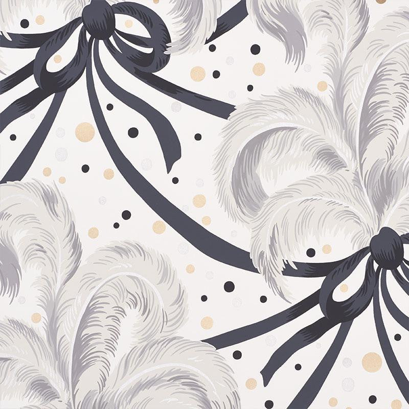 Plumes Et Rubans Champagne 5009182 by Schumacher Designer Wallpaper Fashion Forward 27.0" - Swanky Fabrics -