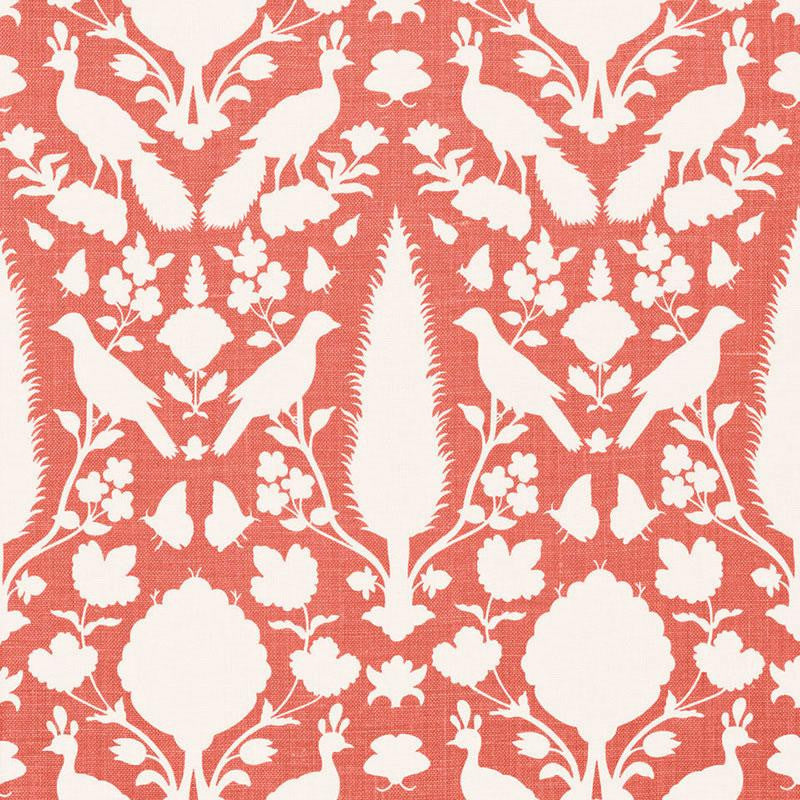 Chenonceau Coral 173564 by Schumacher Designer Fabric Exuberant Prints 13.5" - Swanky Fabrics -