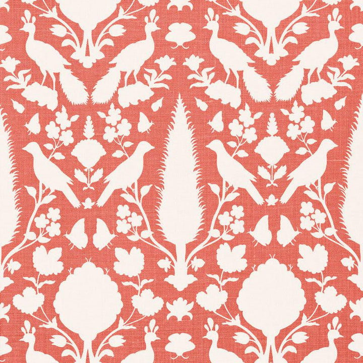 Chenonceau Coral 173564 by Schumacher Designer Fabric Exuberant Prints 13.5" - Swanky Fabrics -