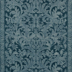 Carlotta Velvet Damask Indigo 175111 by Schumacher Fabric