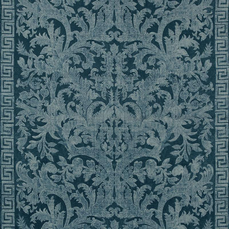 Carlotta Velvet Damask Indigo 175111 by Schumacher Fabric Cut & Patterned Velvets 55.0" - Fabric Carolina -