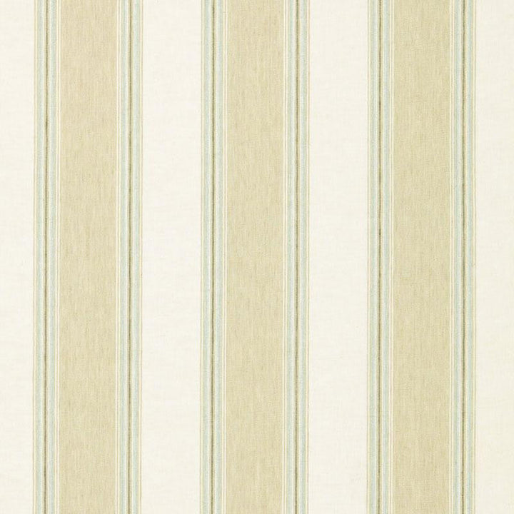 Savannah Linen Stripe Sesame 66080 by Schumacher Designer Fabric Sea Island Stripe 7.62" - Swanky Fabrics -