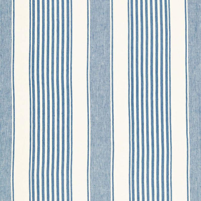 Summerville Linen Stripe Ocean 66090 by Schumacher Fabric Sea Island Stripe 13.5" - Fabric Carolina -