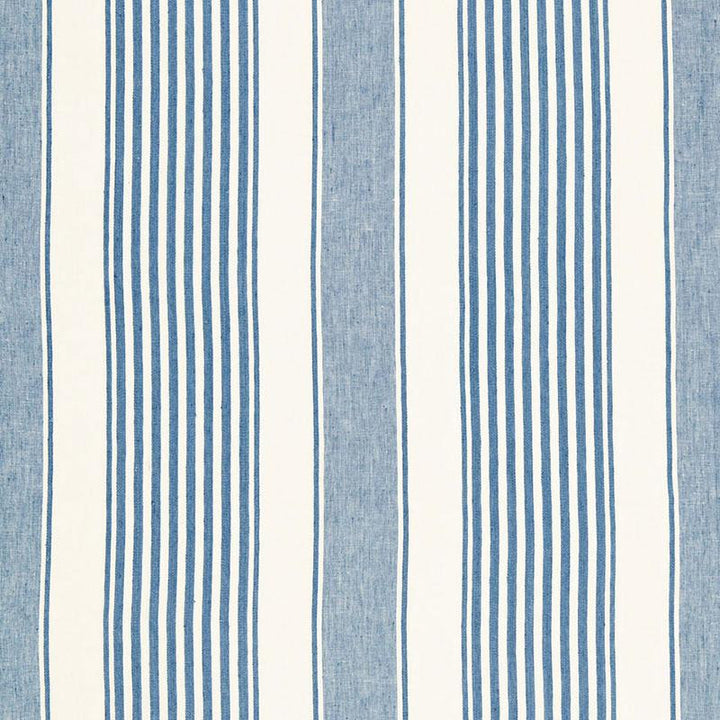 Summerville Linen Stripe Ocean 66090 by Schumacher Fabric Sea Island Stripe 13.5" - Fabric Carolina -