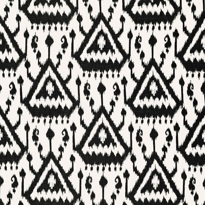 Vientiane Ikat Ebony 175021 by Schumacher Fabric Print Happy 6.75" - Fabric Carolina -
