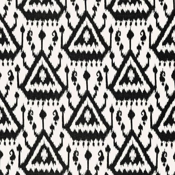 Vientiane Ikat Ebony 175021 by Schumacher Fabric Print Happy 6.75" - Fabric Carolina -