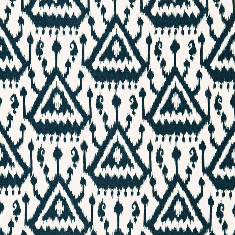 Vientiane Ikat Indigo 175022 by Schumacher Designer Fabric Print Happy 6.75" - Swanky Fabrics -