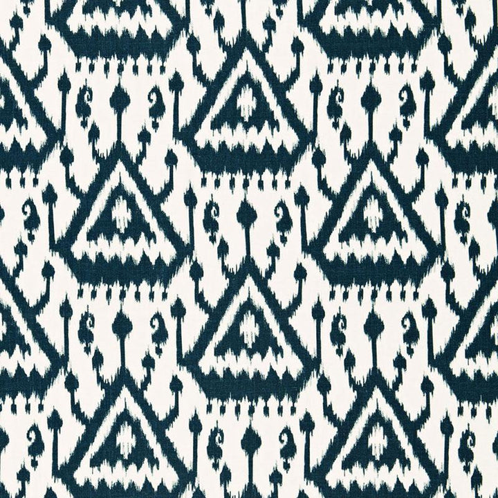 Vientiane Ikat Indigo 175022 by Schumacher Fabric Print Happy 6.75" - Fabric Carolina -