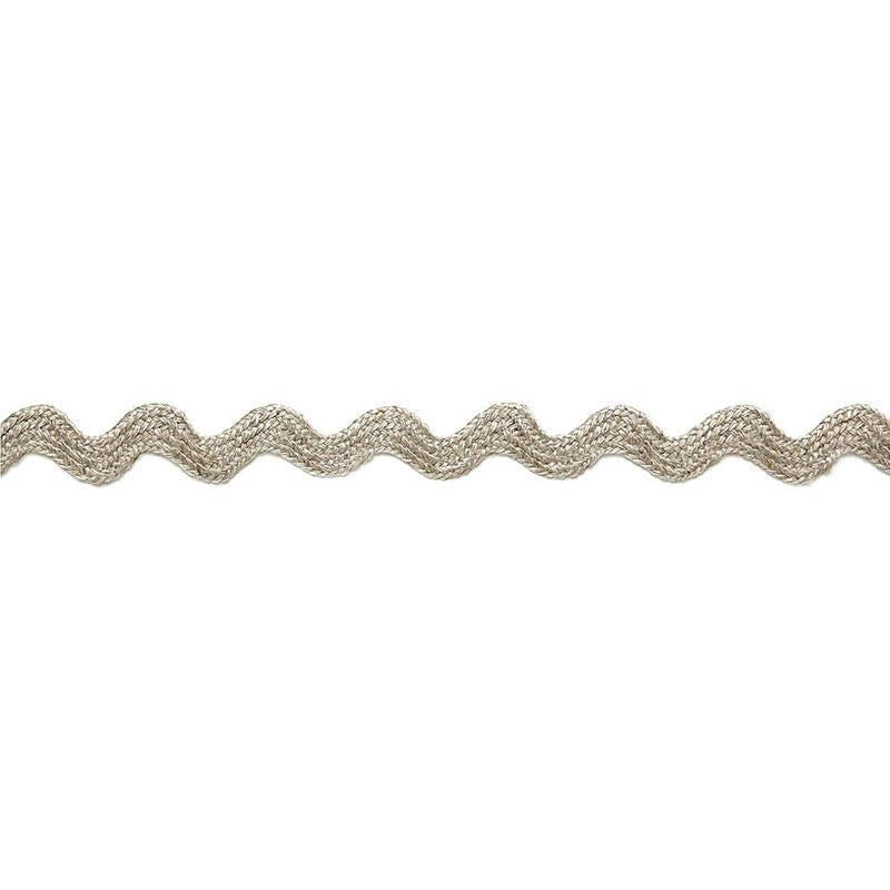 Chantal Linen Rickrack Greige 65461 by Schumacher Designer Trim Au Naturel - Swanky Fabrics -