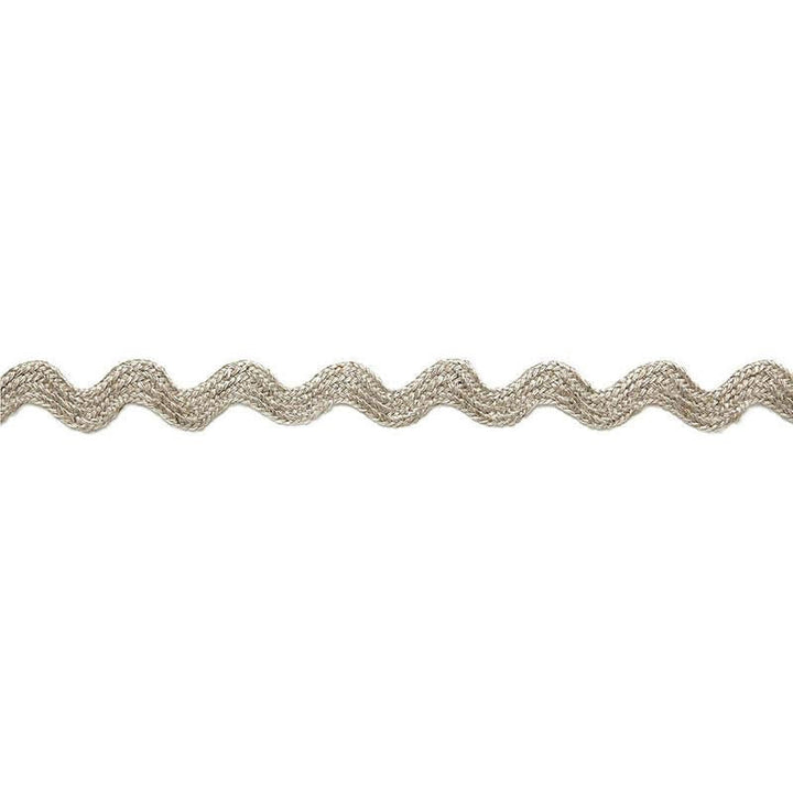 Chantal Linen Rickrack Greige 65461 by Schumacher Designer Trim Au Naturel - Swanky Fabrics -
