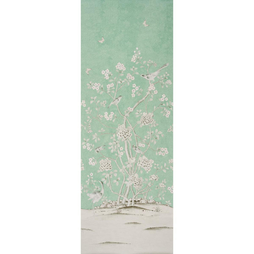Chinois Palais Panel Aquamarine 5007123 by Schumacher Wallpaper Mary Mcdonald 51.75" - Fabric Carolina -