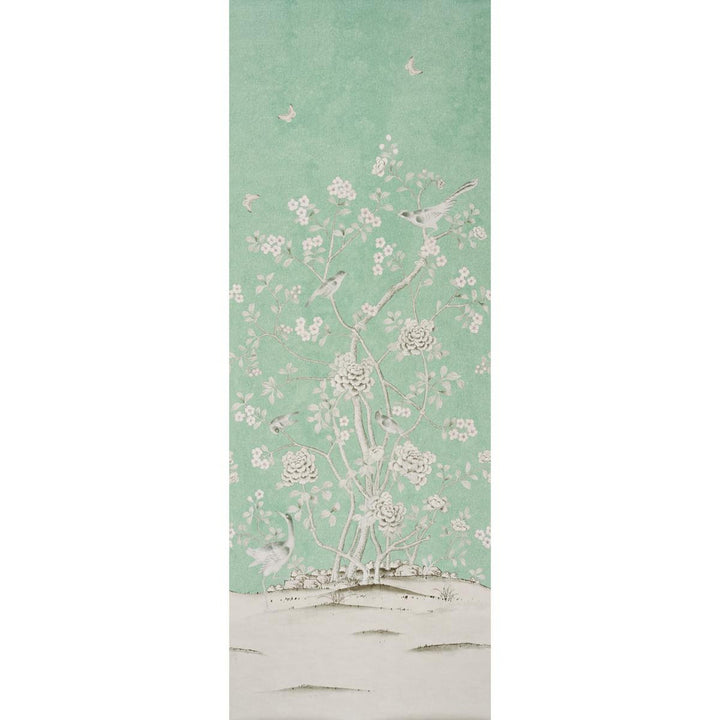 Chinois Palais Panel Aquamarine 5007123 by Schumacher Wallpaper Mary Mcdonald 51.75" - Fabric Carolina -