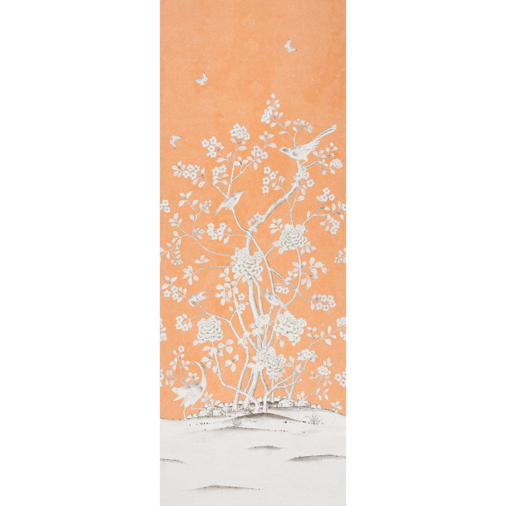 Chinois Palais Panel Tangerine 5007124 by Schumacher Wallpaper Mary Mcdonald 51.75" - Fabric Carolina -